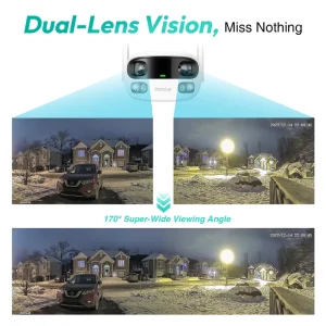 Outdoor WiFi Smart Dual Lens Camera W302 AI Tracking Weatherproof Night Low Illumination Cloud Memory Card Storage