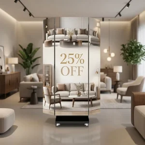 P1.53 Three Fold Double Sided LED Poster GOB Protection 3840Hz High Refresh Foldable HD Digital LED Banner for Luxury Retail
