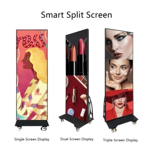 P1.86 P2.5 Portable Floor Standing Indoor Outdoor Movable Foldable Digital Poster Advertising Video Wall GOB LED Display