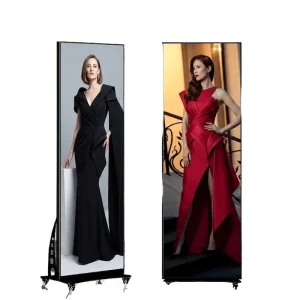 P1.86 Smart LED Poster Screen GOB Indoor Foldable Mirror Floor Standing LED Display HDR10 600CD Brightness Retail Advertising