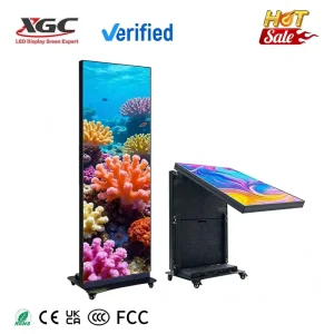 P2 Indoor HD Mirror LED Poster Screen Vertical Digital Billboard HDR10 600CD Brightness for Bar KTV Club Atmosphere Display