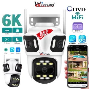 P2P ICSEE Three Lens Three Screen Wifi PTZ Camera 6K HD Outdoor IP Camera Auto Tracking Video Security Cameras Wifi
