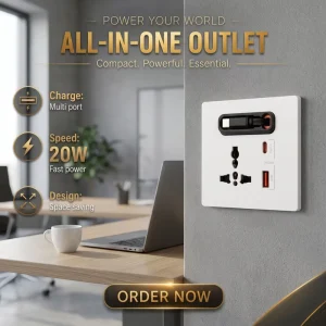 PD 20W Fast Charging Universal Wall Socket with 2 3 Outlets USB A & USB C Ports Multi functional Home Office Use