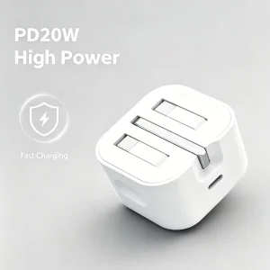 PD 20W USB C Fast Charger Foldable UK Plug Power Adapter Set with Cable & Retail Box
