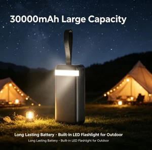 PD 22.5W 30000mAh High Capacity Waterproof LED Display Portable Power Bank Fast Charge Dual USB C for Smartphone
