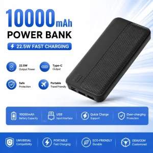 PD 22.5W Smart Phone Fast Charging 10000 MAh Capacity Charging Bank Android Dual Compatible Oem Odm Power Bank Pour Téléphone