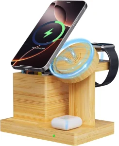 Portable Charging Station Wireless Charger for Multiple Devices with PD 22.5W Adapter, Compatible with Phones, iWatch, and AirPods Pro