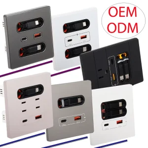 PD20W Smart Home Power Wall Socket Surface Mount Electrical Outlets 3A 2 USB Charging Desk Power Grommet USB Panel