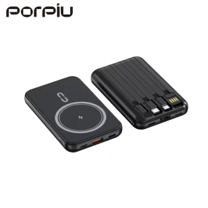 New Wireless Magnetic Power Bank with Built-in Cable, PD 20W Fast Charging, Ultra-Thin 10000mAh