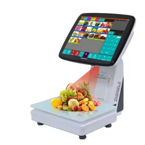 POS AI Capacitive Touch Screen Scale Software Weighed Labels Printer Barcode Recognition Windows OS 1 Year Warranty for