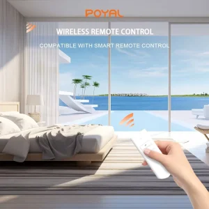 POYAL Remote Control for Window Roller Blinds White Automatic Opener Smart Curtain Motion Sensor Battery Powered Modern Home