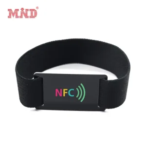 Personalized 13.56MHz RFID Elastic Woven Wristband Fabric Woven Cloth Wristband Bracelet