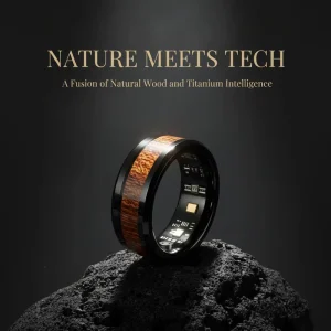 Personalized Black-Plated Titanium Steel Smart Ring with Waterproof Bluetooth Connectivity for Unisex Use