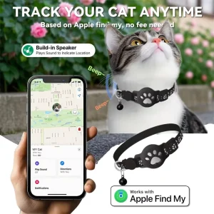 Pet Cat Anti lost Smart Portable Locator Collar for IOS Waterproof Find My Tracker with Reflective Design