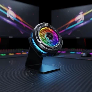 Phone Cooler F47 with Digital Display RGB Light for Smartphone Heat Dissipation Desk Stand
