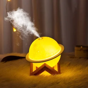 Planet Humidifier Portable 3D Moon Lamp Ultrasonic Humidifier Air Purifying Fine Mist Aroma Diffuser With Wooden Base