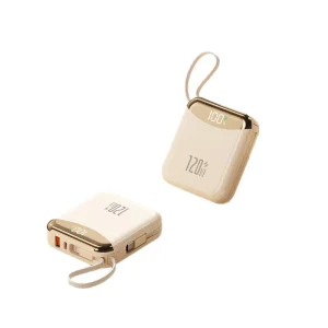Plastic Power Bank with Built-in Fast Charging Cable 20000mAh Capacity Compact Portable Customizable Logo Printing
