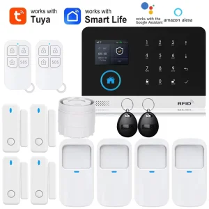 Plastic Wireless Home & Hotel Security System 4G Wi Fi Dual Network GSM Tuya Smart Burglar Alarm 2.0 2.9″ TFT Display