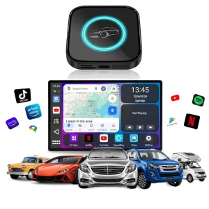 PlayAiBox Android 15 Wireless CarPlay Ai Box Qualcomm 6115 4+32GB for YouTube Netflix Support Support Split Screen &Mirroring