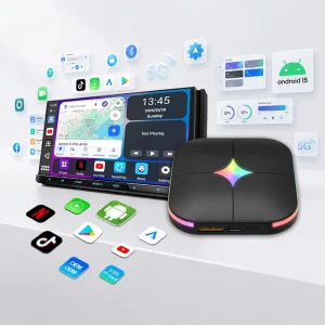 PlayAiBox Android15 Wireless Carplay AI Box Qualcomm 6115 4GB+32GB for Netflix/Youtube 4G Network Support Screen Mirroring