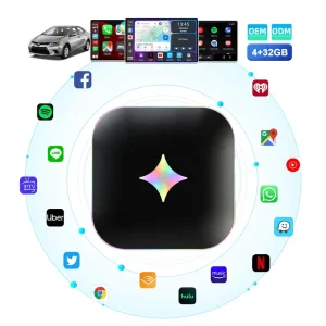 PlayAiBox Qualcomm 6115 CarPlay Ai Box Android 15 4GB+32GB 4G Network for Netflix/YouTube/Google Play Store & Screen Mirroring