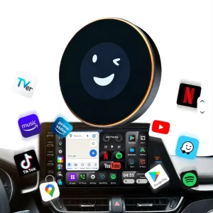 PlayAiBox Wireless CarPlay Android 15 AI Box for BMW Qualcomm 6350 8G+128G Car Video Adapter 5G Network Built in GPS&Video Apps