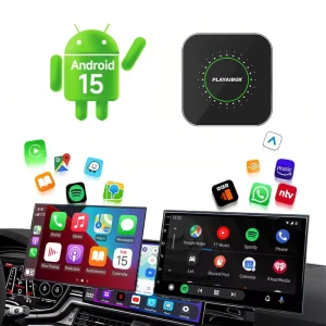 Playaibox Android 15 Wireless Carplay Android Auto Adapter 4GB+32GB Support NetFlix/YouTube/TF Card, Zero Delay ,Auto Connect
