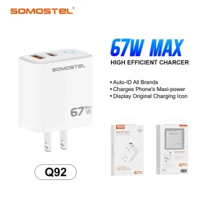 Plug EU US PD 67w Fast Charging Travel Adapter Portable Wall Charger with Type-C Cargadores Para Celular Carga Rapida