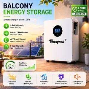 Plug Play IP65 Balcony Power Plant 1.2kW Hybrid Inverter 2.56kWh Solar Storage Kit CAN Residential ESS Outdoor Battery