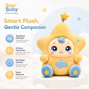Plush LED Expressive Eyes Voice Dialogue Language Learning Interactive Emotional Robot Stuffed Toy for Kids