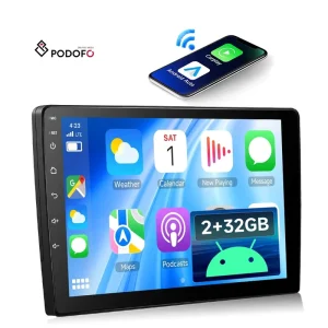 Podofo 9 Inch Android Car Radio 2+32GB Stereo Player Wireless Carplay & Android Auto Radios GPS Wifi SWC USB OEM ODM