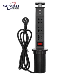 Pop Power Tower Modern Office Desk Smart Extension Socket Power Plugs Home Technology Metal Plastic Self-Grounding for