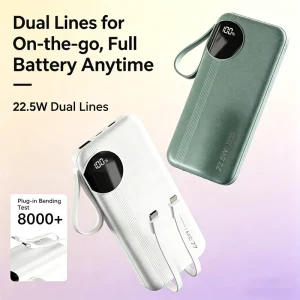 Portable 10000mAh 20000mAh 30000mAh Power Bank with Super Fast Charging Built in Cables Slim Design Logo Printing