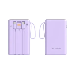 Portable 10000mAh Power Bank with 22.5W Super Fast Charging 3 Built in Cables Lightweight and Slim Design
