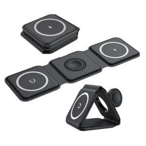 Portable 15W Fast Charging Wireless Charger PD Foldable 3 In 1 Magnetic Charging Station For Earphone & Mobile Phone