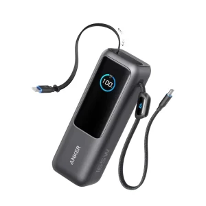 Portable 165W 25000mAh Power Bank 3 Ports Smart Display Fast Charging Battery Pack with Built in Cables for Dual Laptops