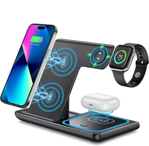 Portable 3-in-1 15W Factory Price Wireless Charger Foldable Phone for Airpod Charging Station USB Type C PD Function for iPhone