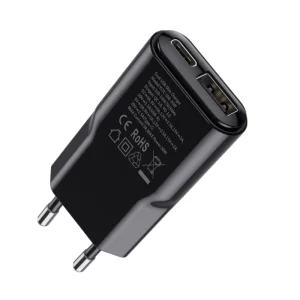 Portable 30W USB-C Smart Charger with Foldable Plug Fast Charging 2-Port Output for iPad for iPhone
