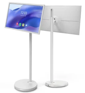 Portable 32 inch Full HD White Smart TV Display 120Hz LED Touch Screen Battery Powered Mobile Android 13.0 Dual Band Wi Fi Wide