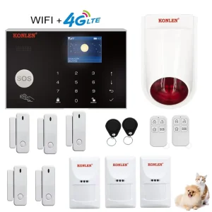 Portable 4G Wi-Fi GSM Home Burglar Alarm System PIR Motion Sensor Pet-Immune HORN Alarm Smart App ABS Google