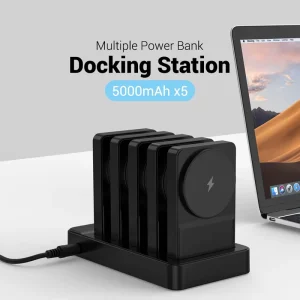Portable 5 Slots 5000mAh Wireless Charging Share Power Banks Shared PowerBank Station with 5 USB Output