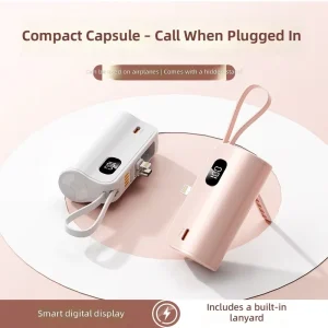Portable 5000mAh Mini Power Bank with Fast Charging Type C Input LCD Display & Li Polymer Battery
