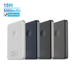 Portable 5000mAh Slim Magnetic Charger External Power Bank Wireless Charging with USB C 15W PD Fast Charging for Phone