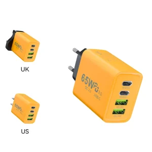 Portable 65W 4-Port Fast Charger 2PD USB-C 2QC USB-A Multi Device Charging Adapter EU US UK Plug for Notebook Smartphone