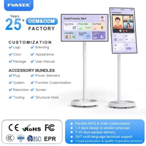 Portable Android 12 Smart TV with 21.5 27 32 Inch Wheels and Battery