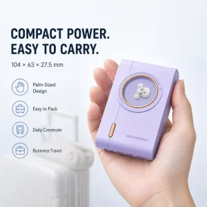 Portable Charger Power Bank 10000mAh with Built-In Cables, Type-C Port, USB Output and Neat Cable Storage