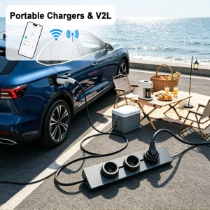 Portable EV Charger 3.5kW 16A EVSE Electric Car Charger V2L Discharger Vehicle-to-Load Type 2 Type 1 GBT APP Control OEM ODM