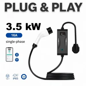 Portable EV Charger 3.5kw/7 kW 11kW 22kW Type2 for Europe Three Phase Smart APP WiFi OCPP CE TUV Certified