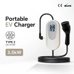 Portable EV Charger Type 2 3.5kW 16A IEC 62196-2 EVSE Charging Box with EU Schuko Plug Adjustable Current 12 Safety Protections