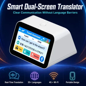 Portable Electronic Translator, 4G WiFi, Dual Display, Real-Time Speech Translation, Tourism and Global Business